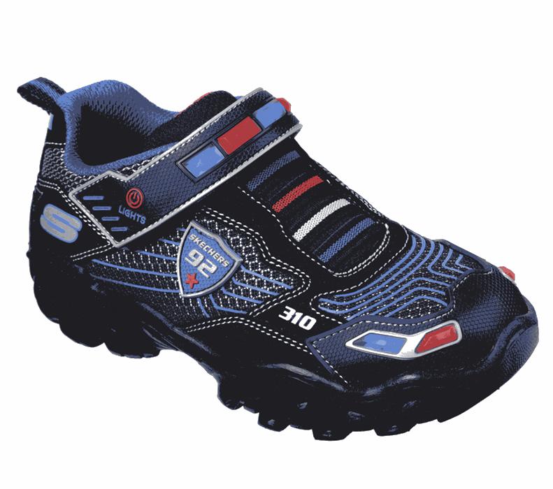 Skechers Hot Lights: Damager Iii - Police - Boys Sneakers Black/Red/Blue [AU-CZ3529]